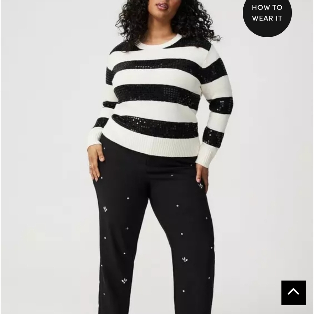 Torrid Black and White Striped Sweater